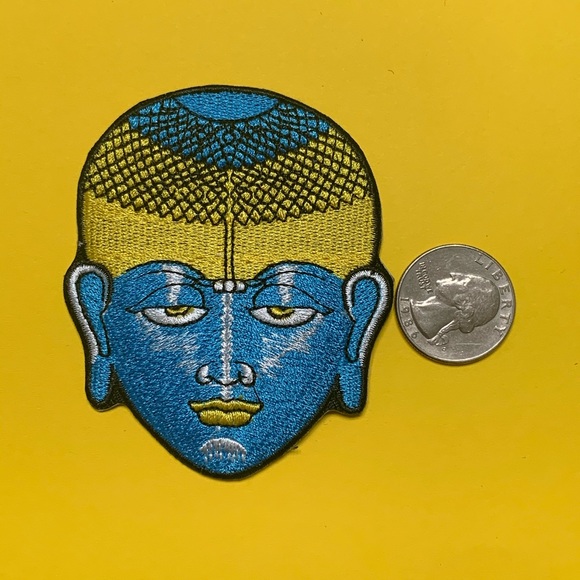 Blue Buddha vibrant head iron On patch - Picture 2 of 2
